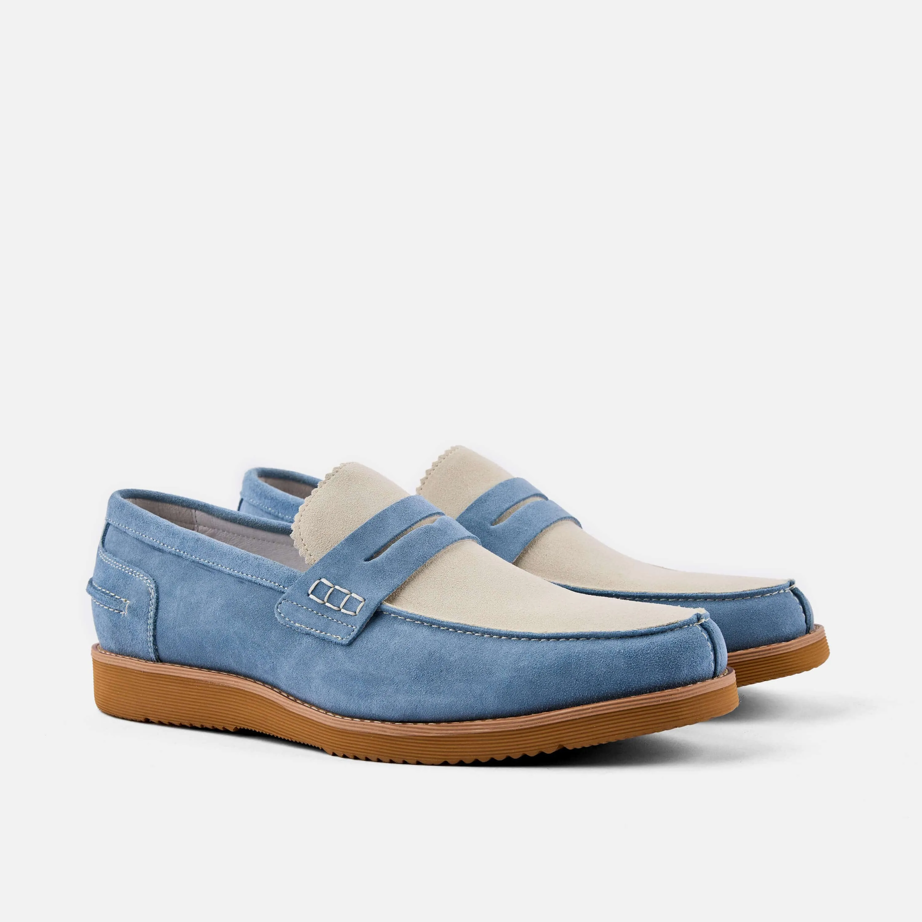 Abe Baby Blue Suede Penny Loafers