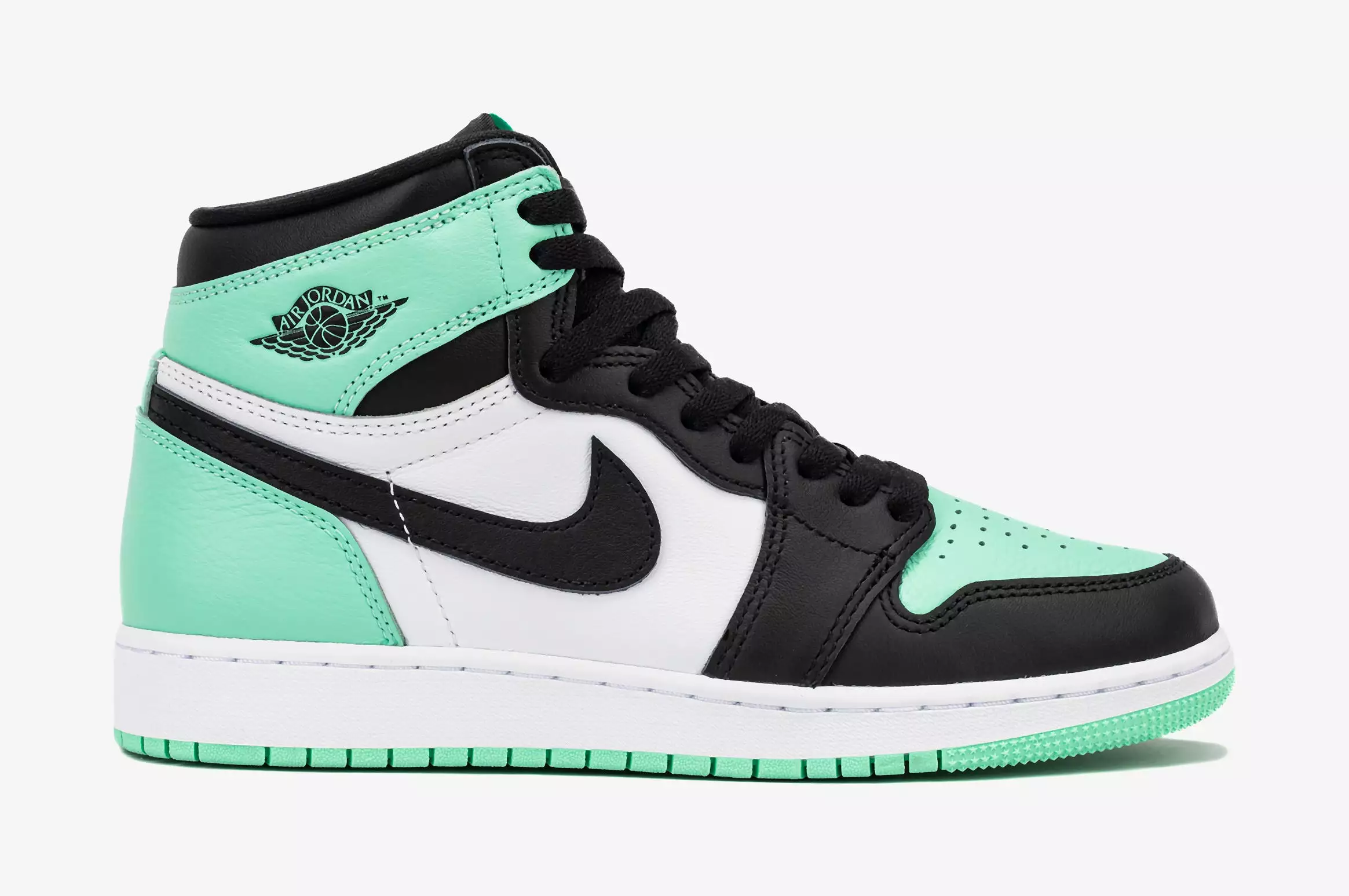 Air Jordan 1 High OG Green Glow Grade School Lifestyle Shoes (White/Black/Green Glow)