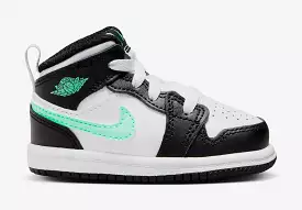 Air Jordan 1 Mid Infant Toddler Lifestyle Shoes (White/Green Glow/Black)