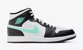 Air Jordan 1 Mid Mens Lifestyle Shoes (White/Green Glow/Black)