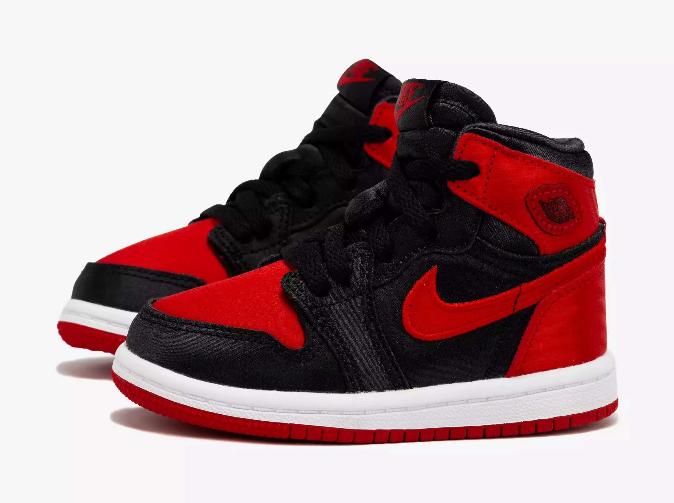 Air Jordan 1 Retro Hi OG Satin Bred Infant Toddler Lifestyle Shoes (Black/Red) Free Shipping