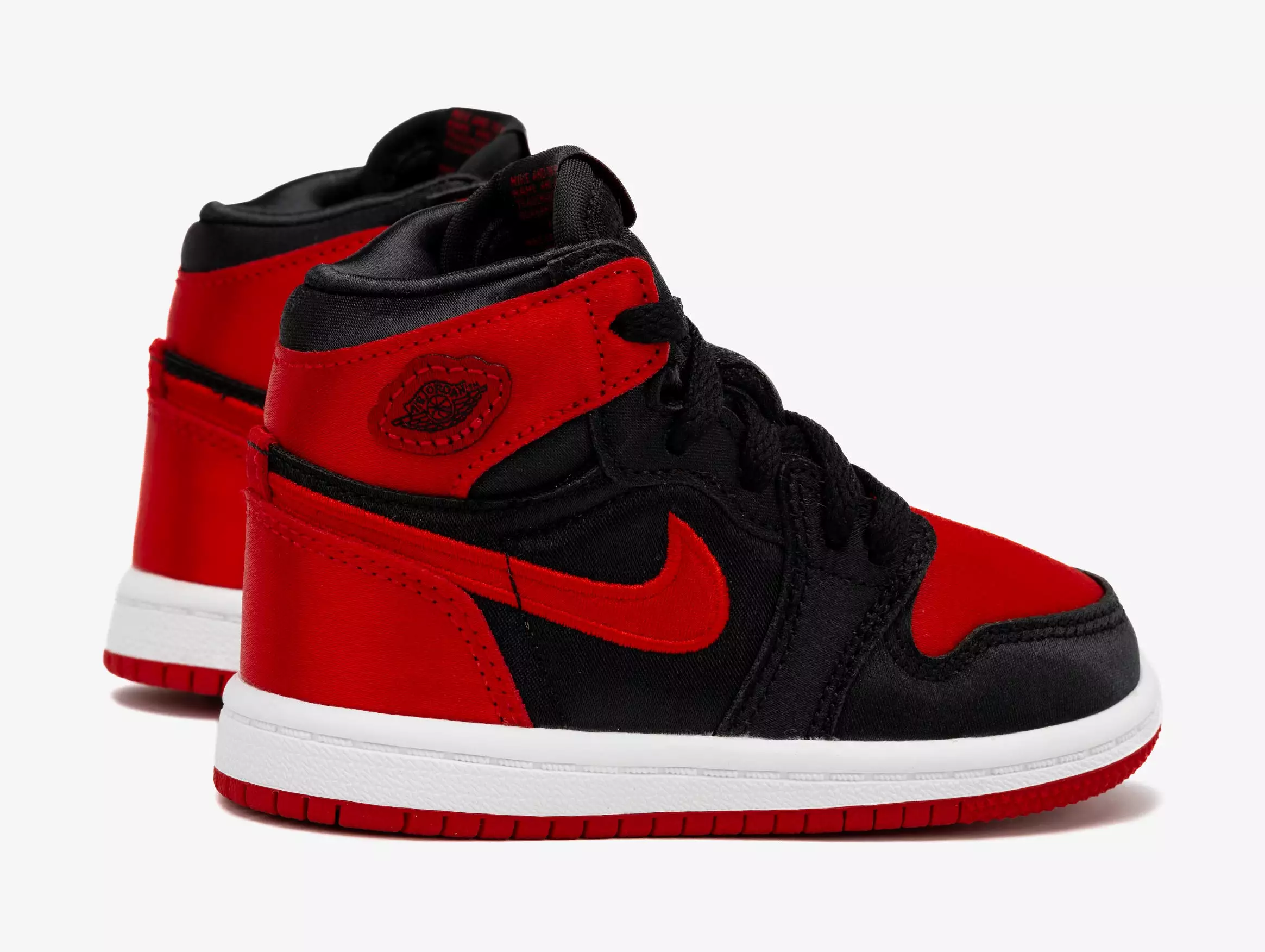 Air Jordan 1 Retro Hi OG Satin Bred Infant Toddler Lifestyle Shoes (Black/Red) Free Shipping