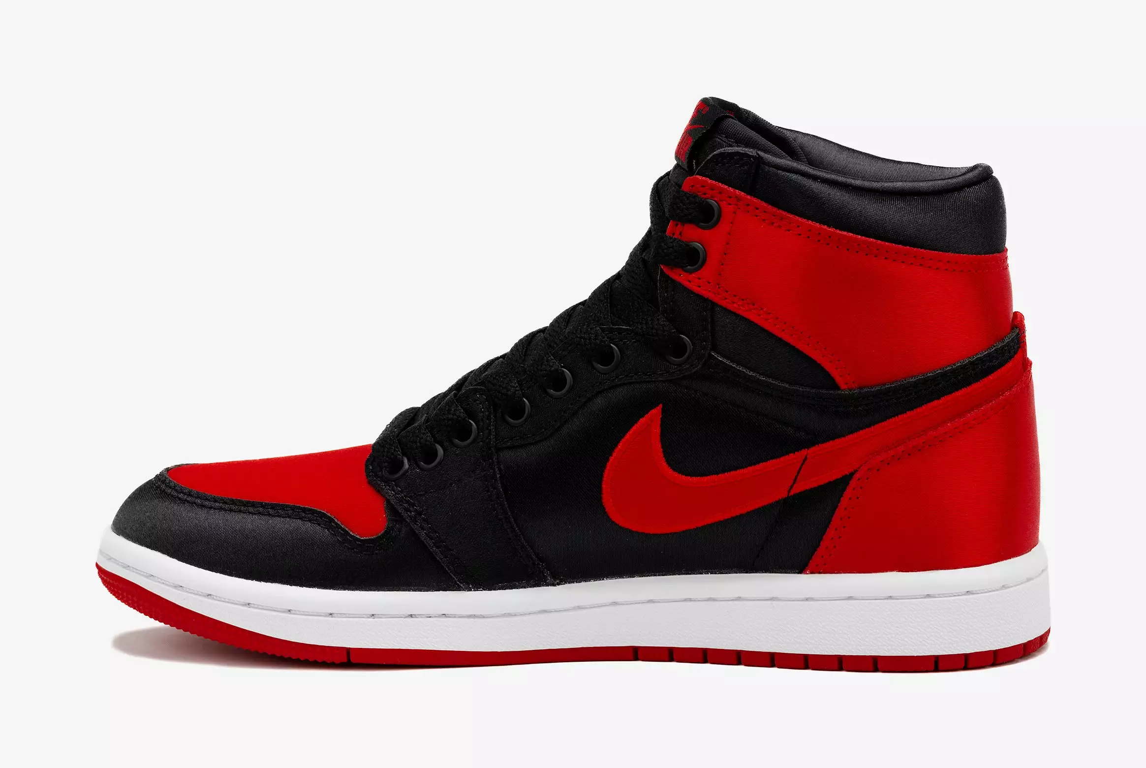 Air Jordan 1 Retro Hi OG Satin Bred Womens Lifestyle Shoes (Black/Red)