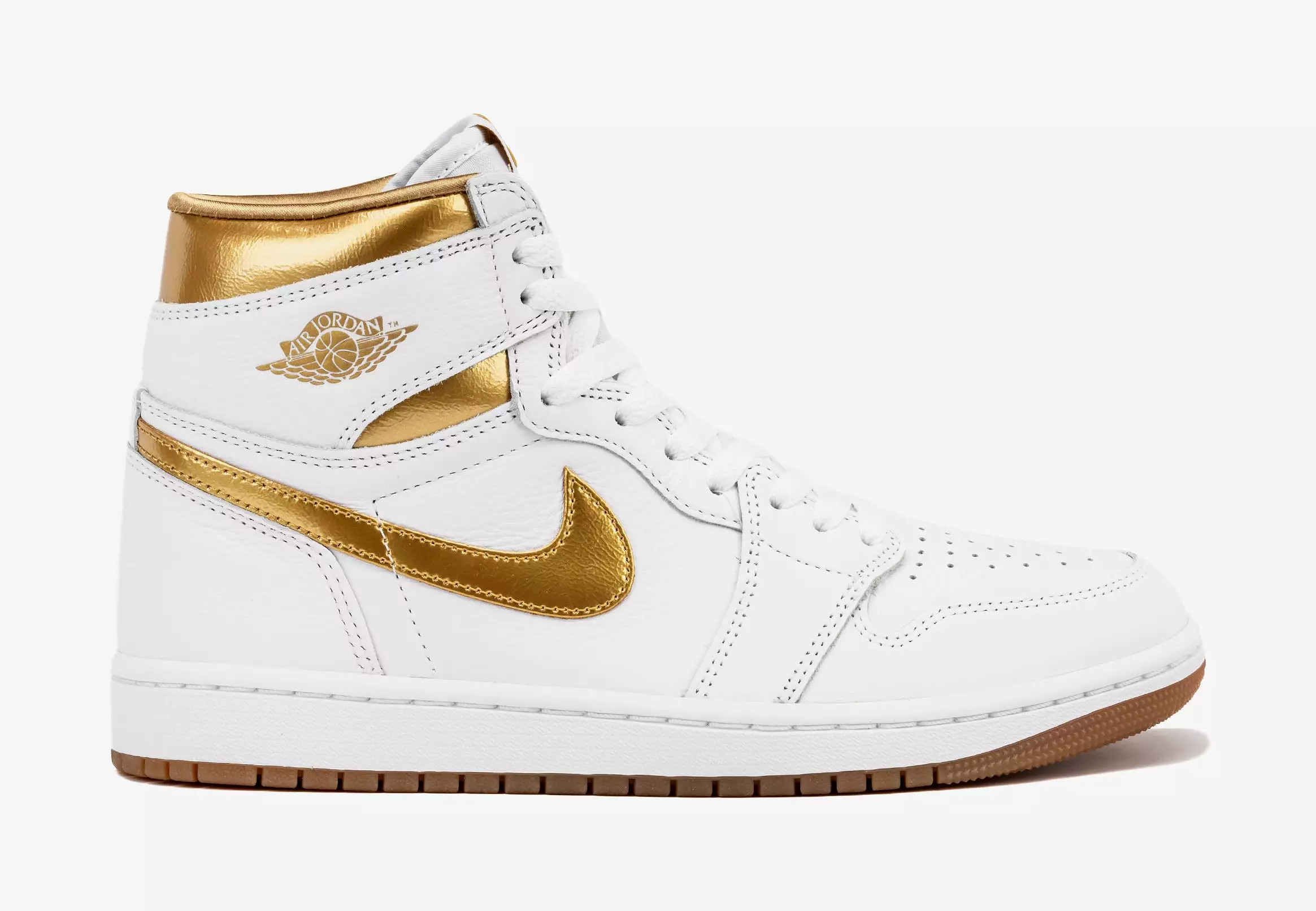 Air Jordan 1 Retro High OG White and Gold Womens Lifestyle Shoes (White/Metallic Gold/Light Brown)