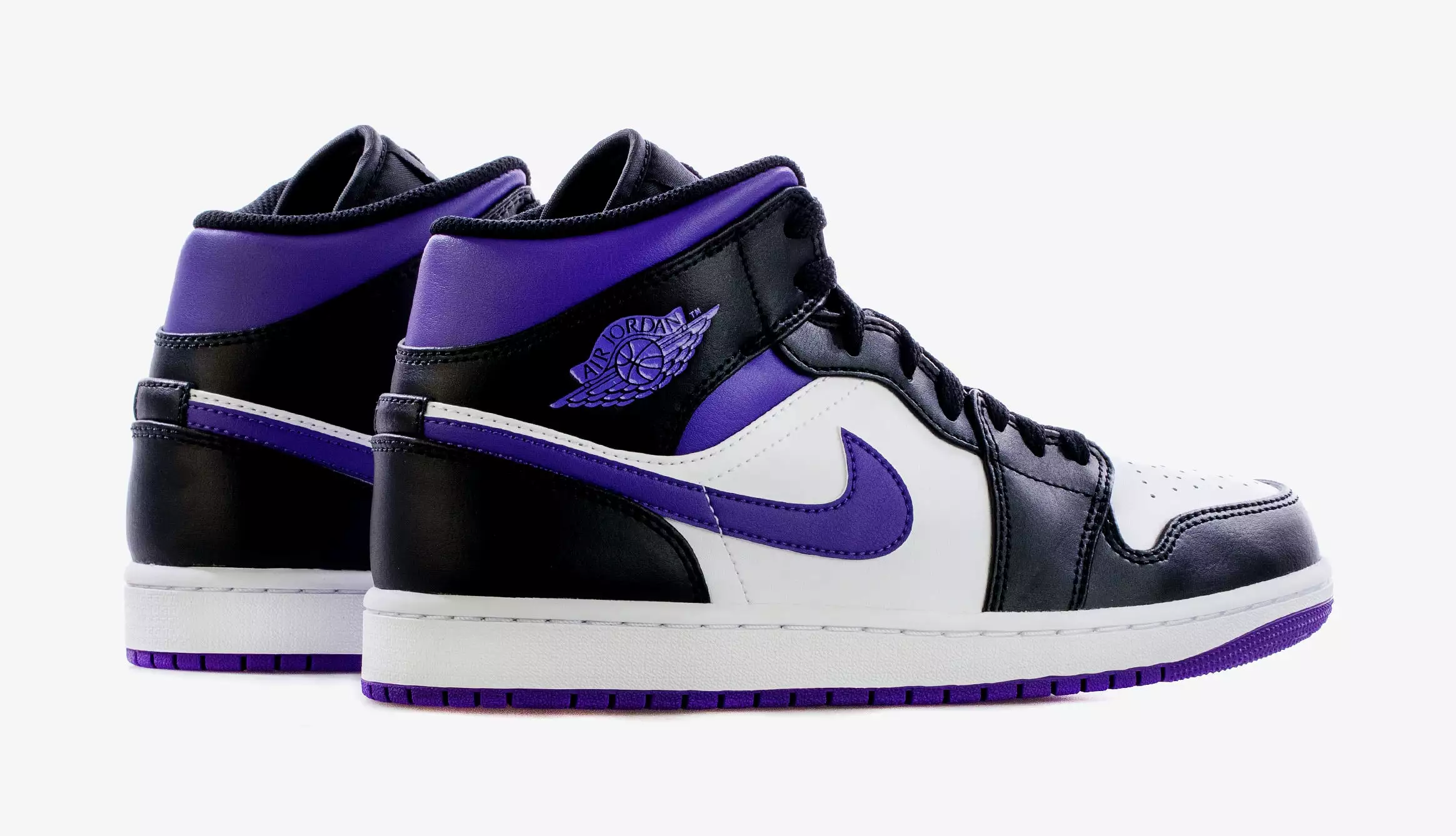 Air Jordan 1 Retro Mid Court Purple Mens Lifestyle Shoes (Black/Purple)