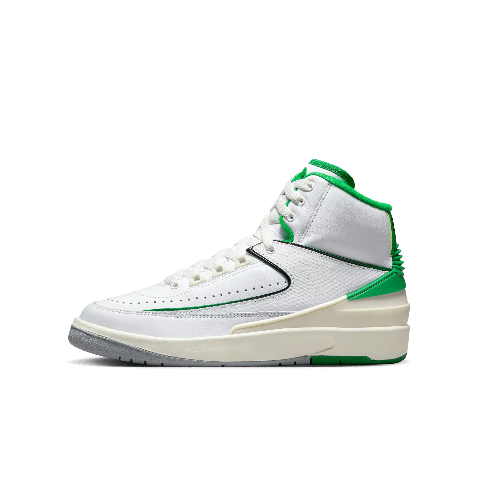 AIR JORDAN 2 RETRO GS - WHITE/LUCKY GREEN-SAIL-LT STEEL GREY