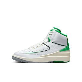 AIR JORDAN 2 RETRO GS - WHITE/LUCKY GREEN-SAIL-LT STEEL GREY