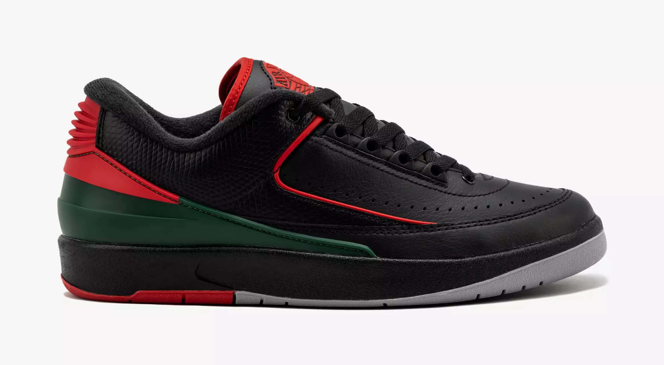 Air Jordan 2 Retro Low Christmas Mens Lifestyle Shoes (Black/Fire Red/Cement Grey) Free Shipping