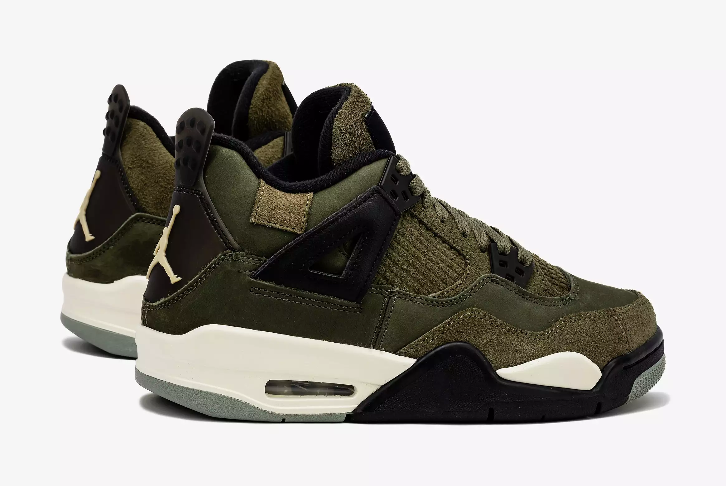 Air Jordan 4 Retro SE Craft Olive Grade School Lifestyle Shoes (Medium Olive)