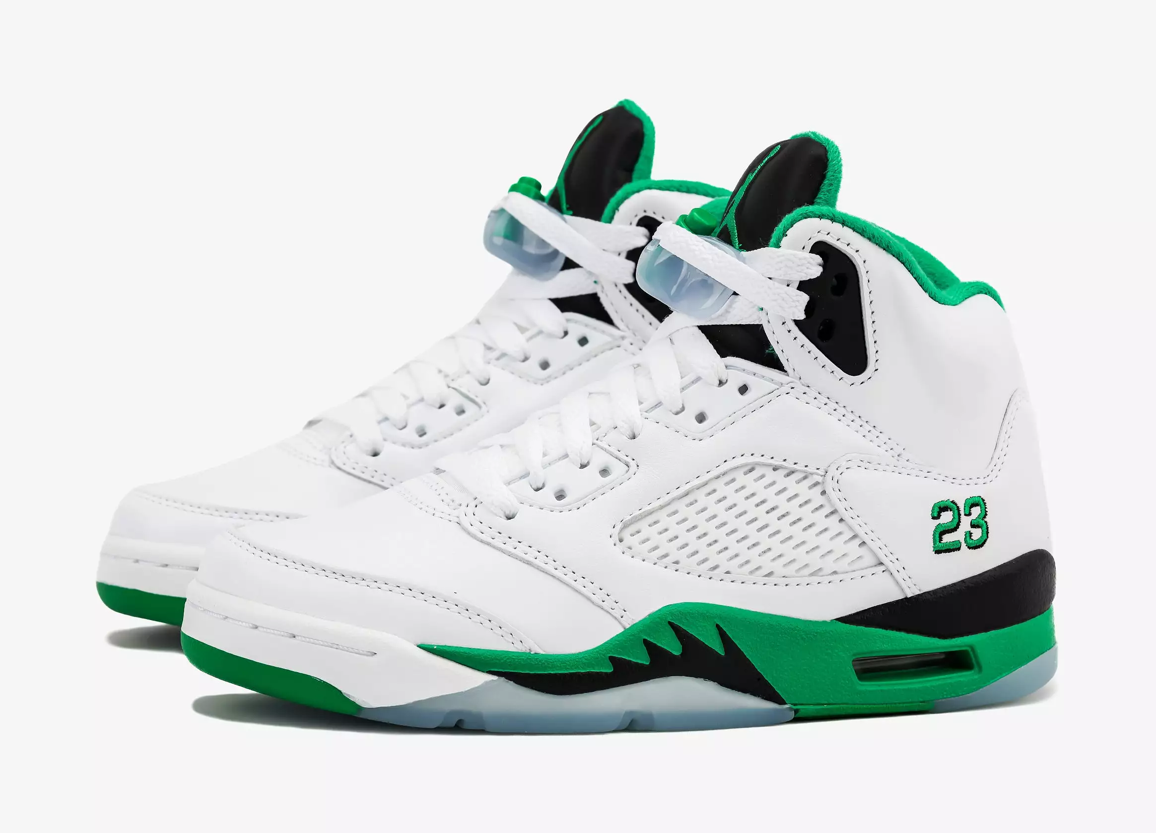 Air Jordan 5 Retro Lucky Green Womens Lifestyle Shoes (White/Lucky Green/Black/Ice Blue)