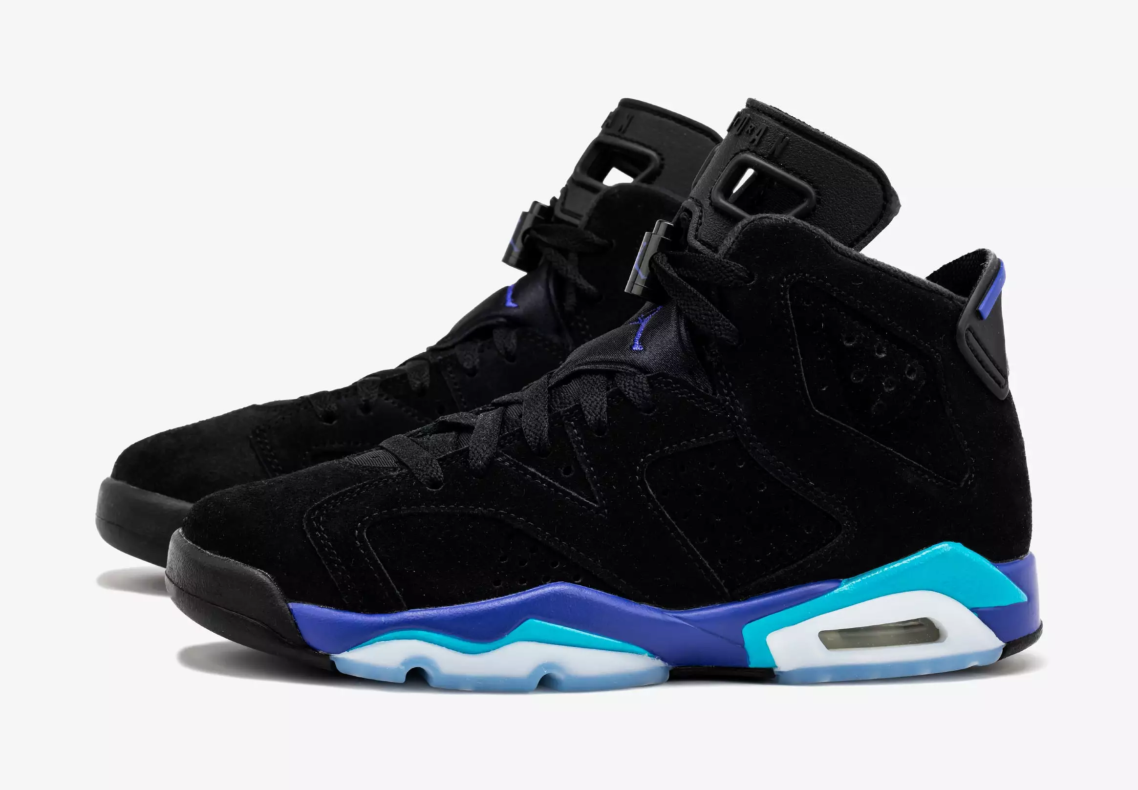 Air Jordan 6 Retro Aqua Grade School Lifestyle Shoes (Black/Aquatone/Bright Concord)