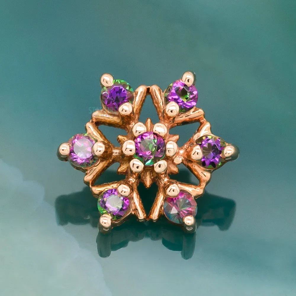 Alice Snowflake Threaded End in Gold with Mystic Topaz'