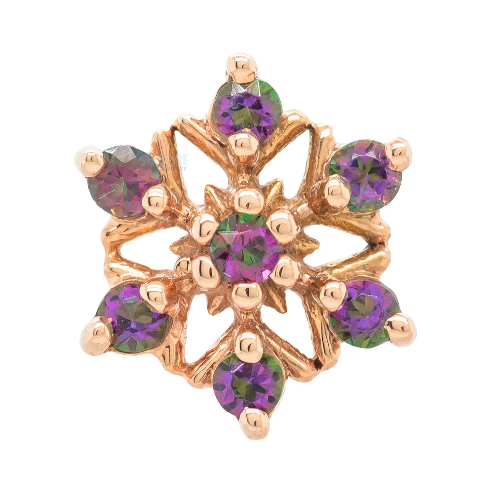 Alice Snowflake Threaded End in Gold with Mystic Topaz'