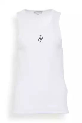 Anchor Embroidered Tank Top in White