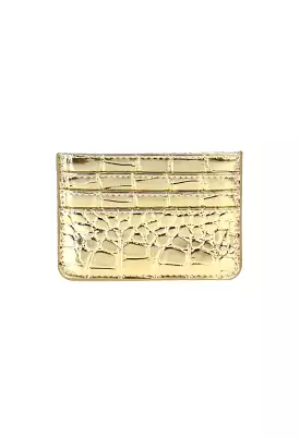 Aria Card Holder-Gold Croc