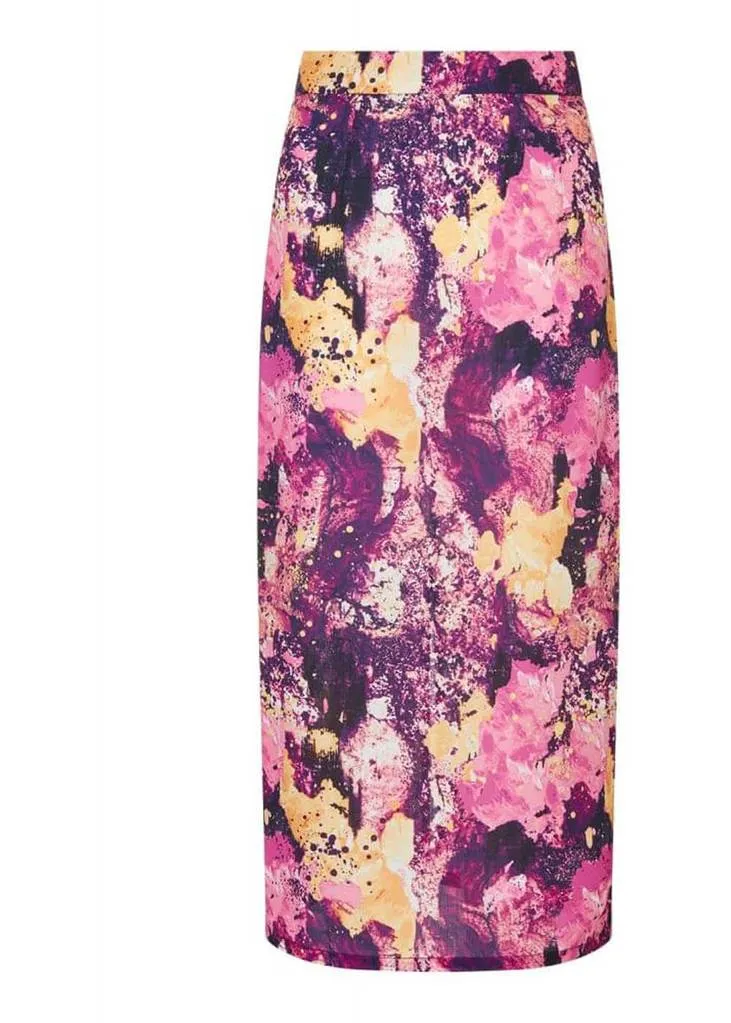 Bright & Beautiful Opal Marble Galaxy 70's Pencil Skirt Multi