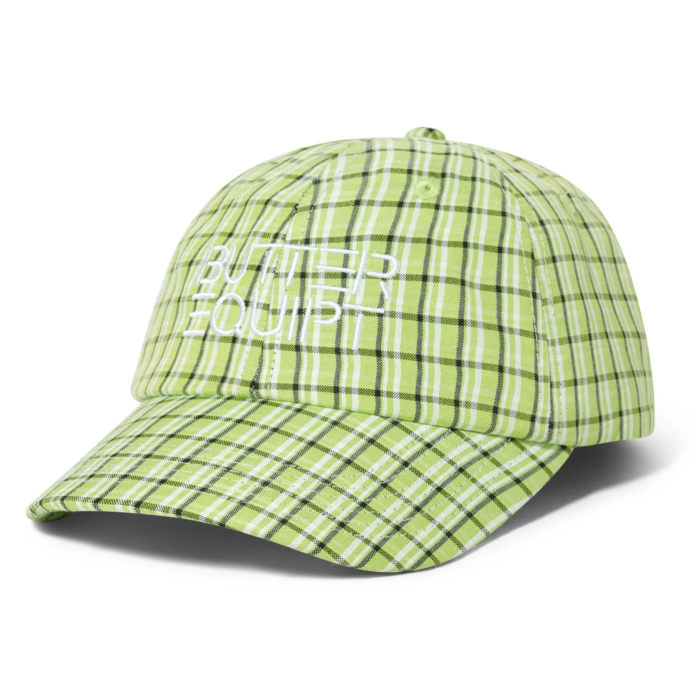 Butter Goods Equipt Plaid 6 Panel Cap Lime/Black