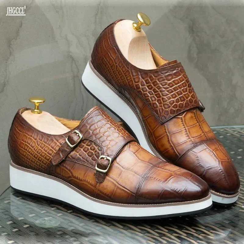 Causal Men's Genuine Leather Crocodile Pattern Slip-On Formal Shoes