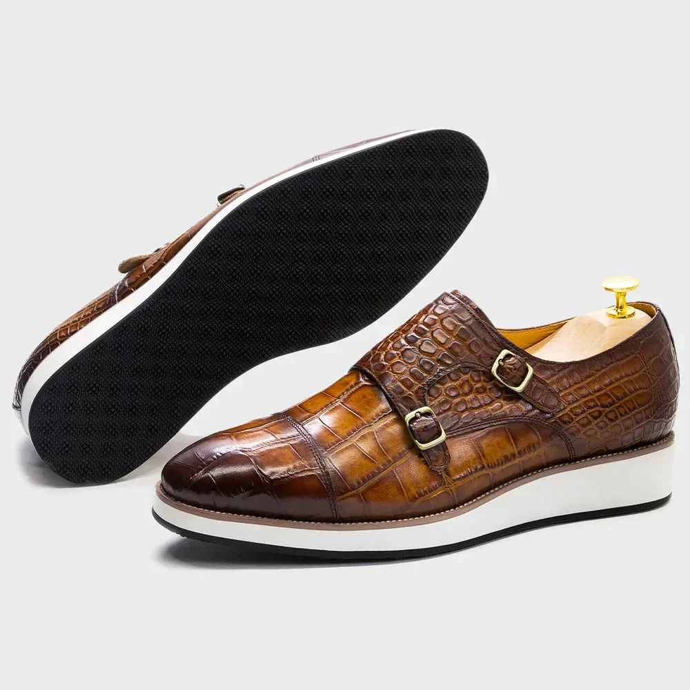 Causal Men's Genuine Leather Crocodile Pattern Slip-On Formal Shoes