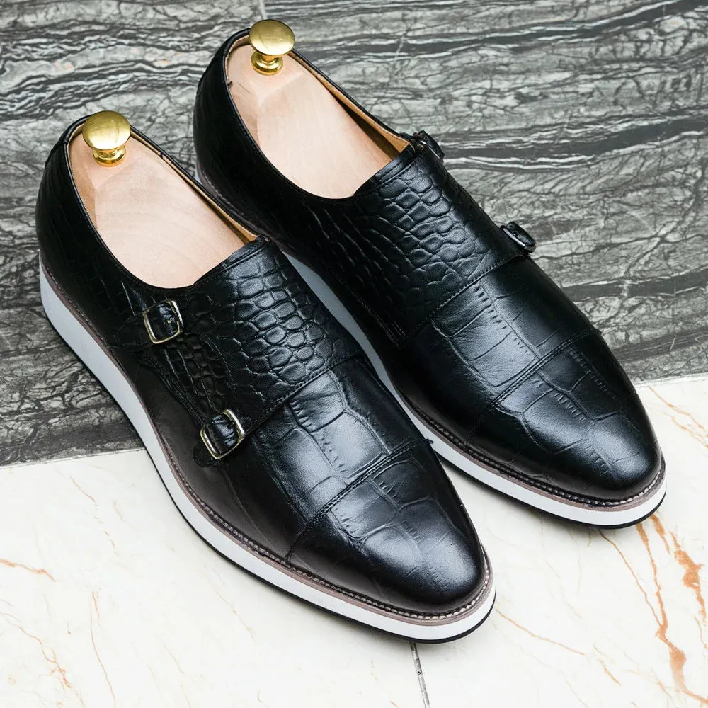 Causal Men's Genuine Leather Crocodile Pattern Slip-On Formal Shoes