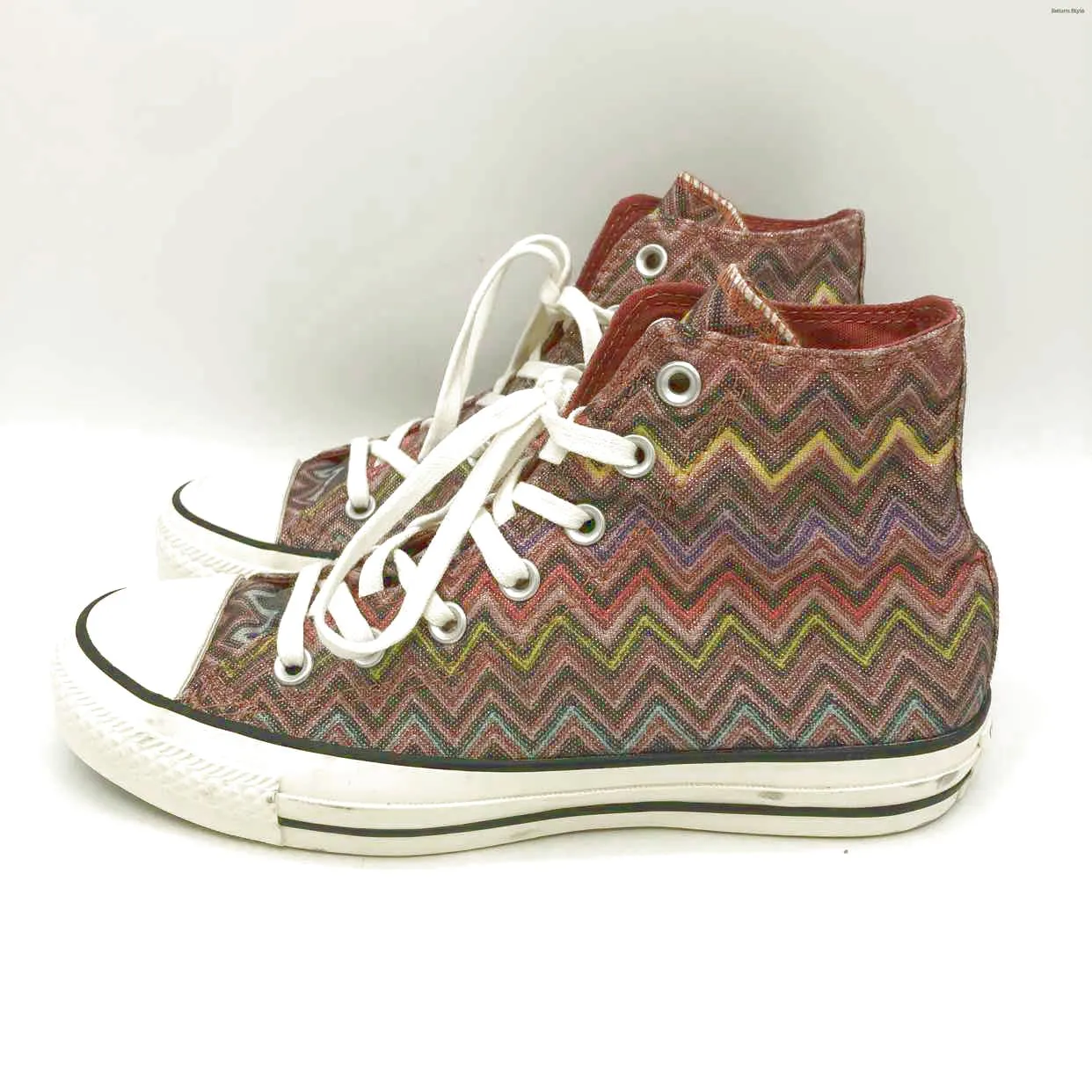 CONVERSE Pink White Chevron High Top Shoe Size 8 Shoes