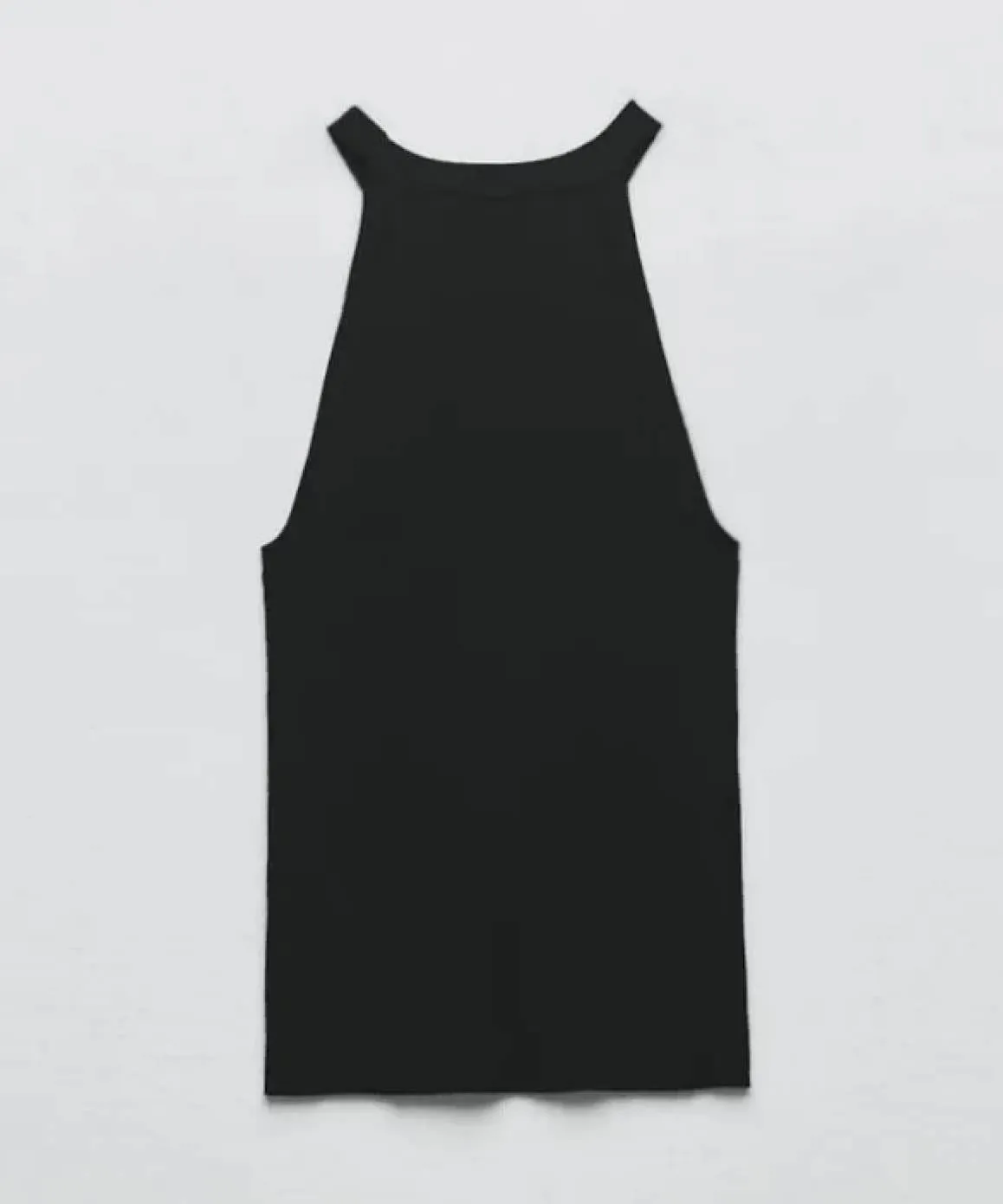 Cotton Ribbed Knit Tank Top In Black