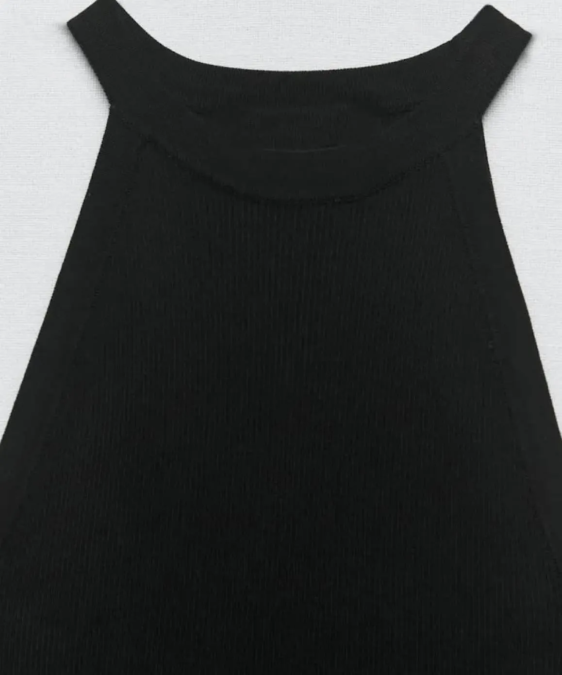 Cotton Ribbed Knit Tank Top In Black