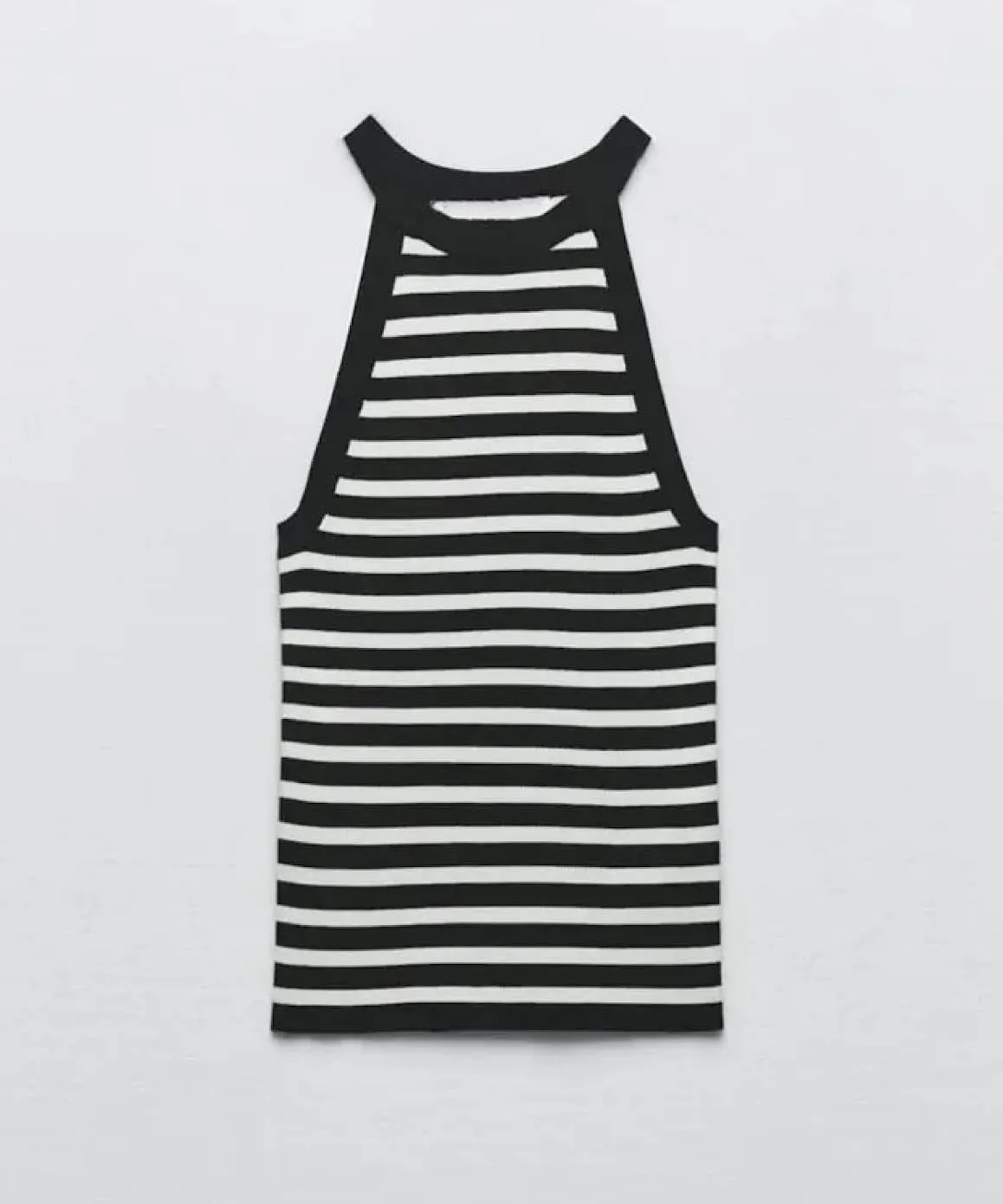 Cotton Ribbed Knit Tank Top In Black