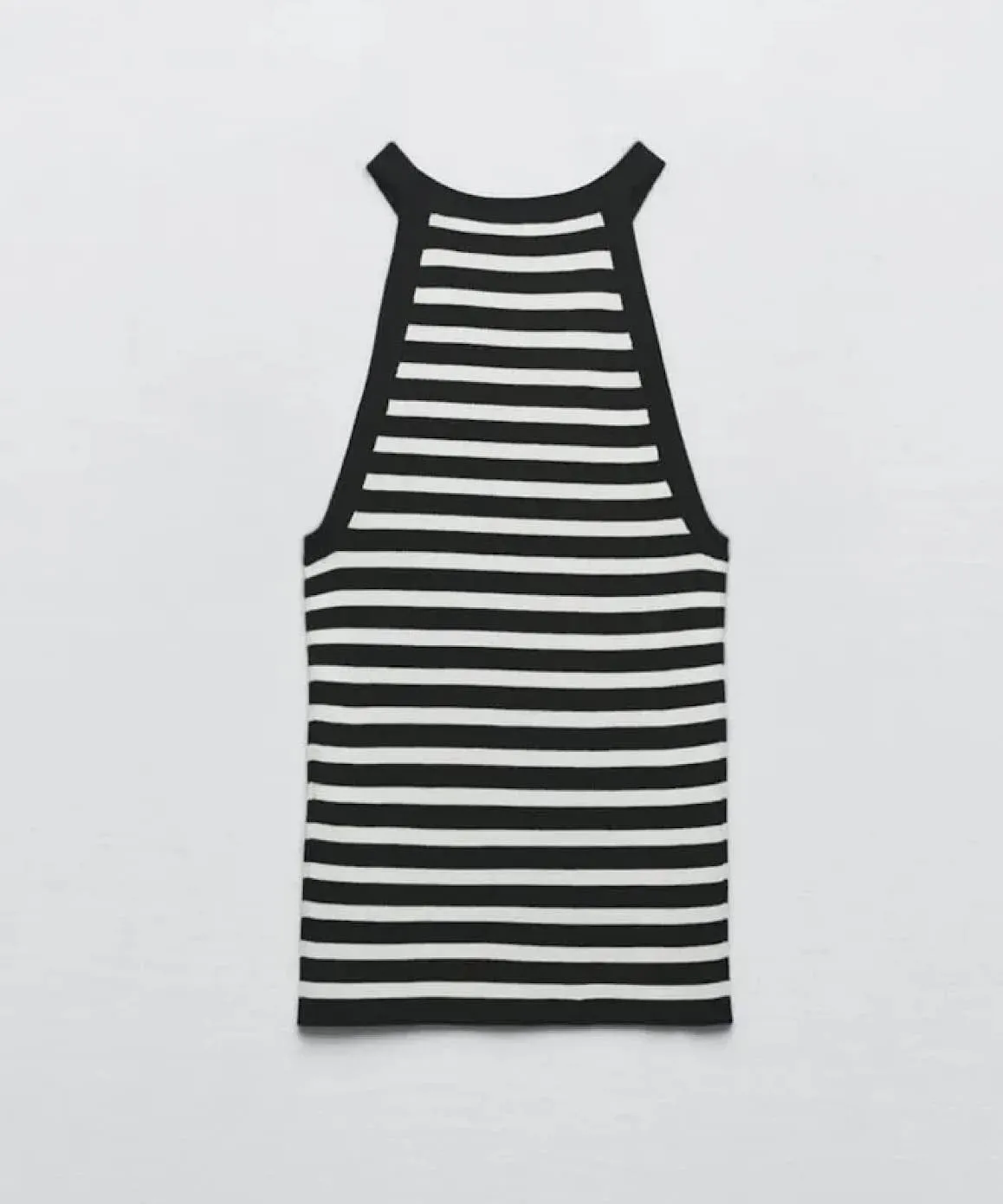 Cotton Ribbed Knit Tank Top In Black