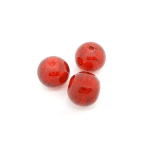 Crackle Glass Beads, Round, Transparent, Red, 6mm