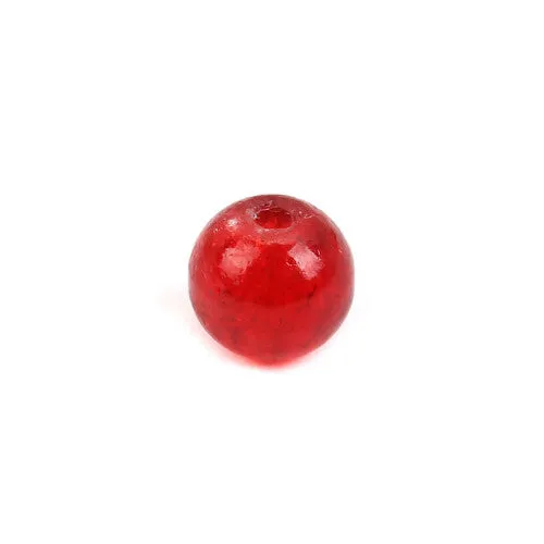 Crackle Glass Beads, Round, Transparent, Red, 6mm