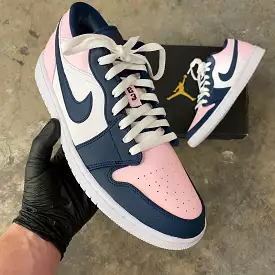 Custom Colorway Nike Pink and Navy Air Jordan Low