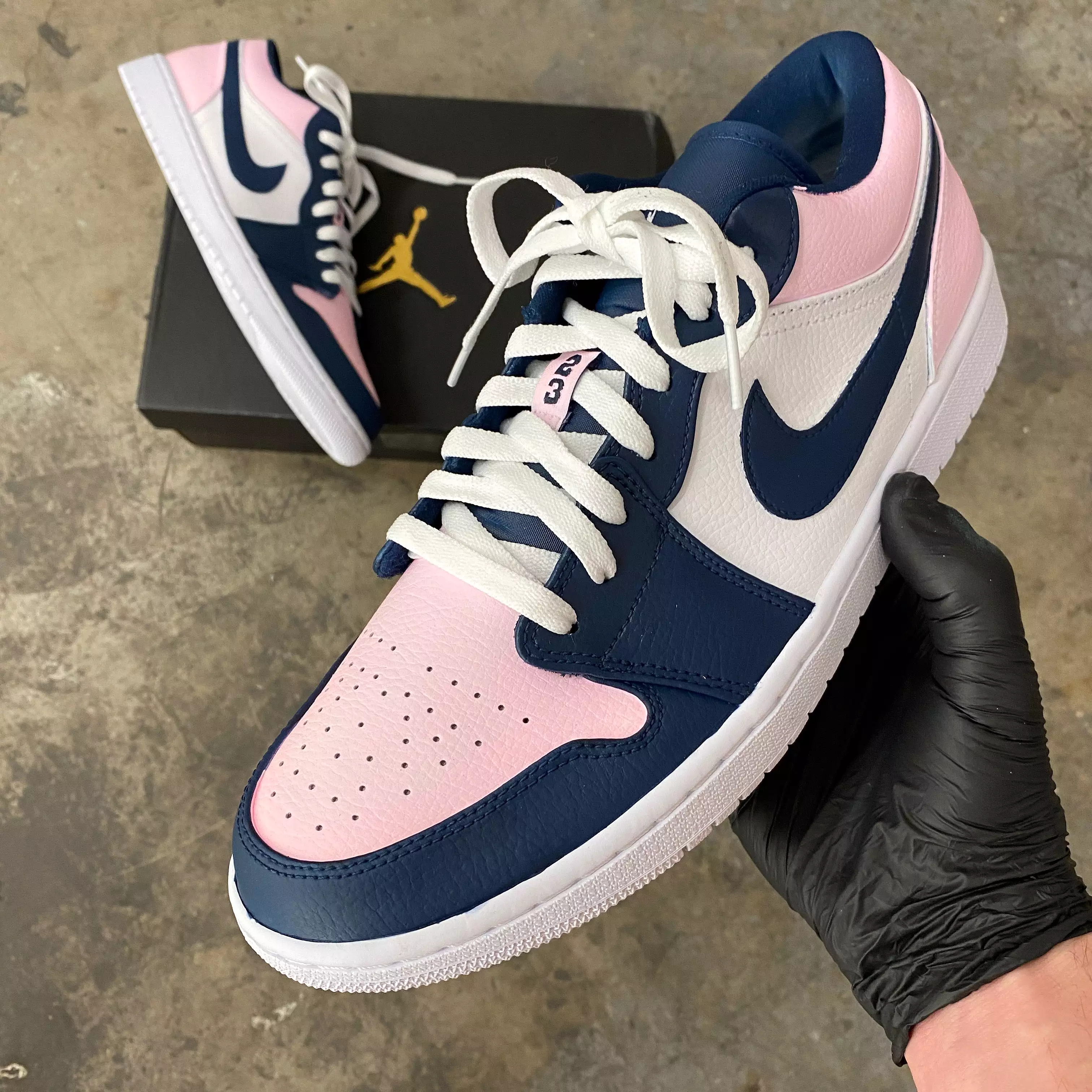 Custom Colorway Nike Pink and Navy Air Jordan Low