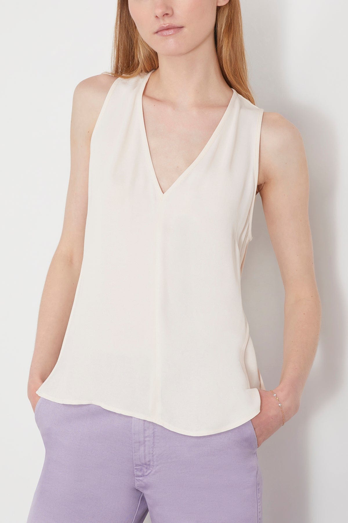 Double Georgette V Neck Top in Batida