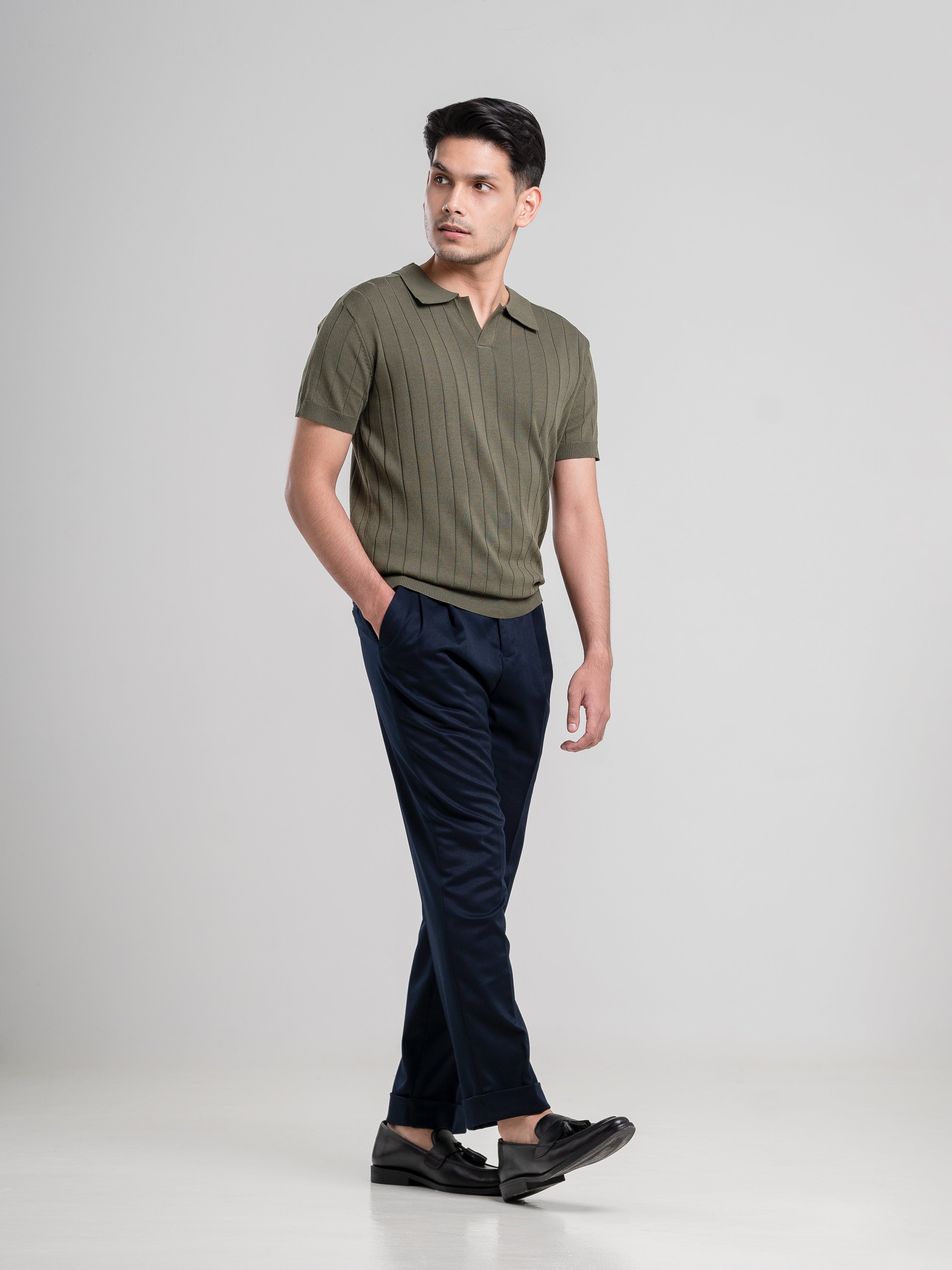 Dylan Knit Tee - Olive Green