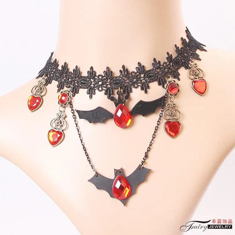 Gothic Chokers Black Beaded Flowers Sexy Lace Neck Choker