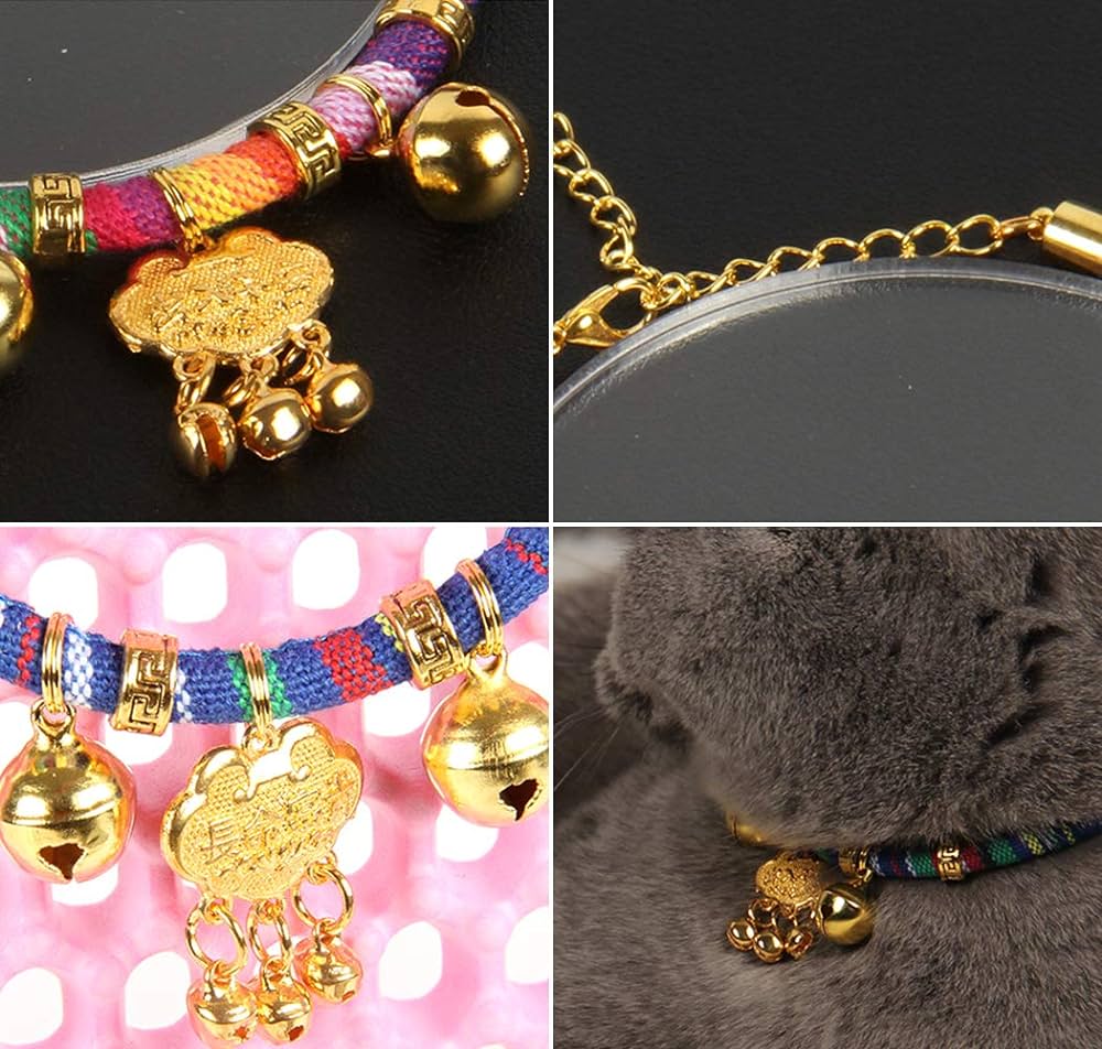 Handmade Cat Collars Colorful Ethnic Style Bells Pet Jewelry S1790539