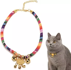 Handmade Cat Collars Colorful Ethnic Style Bells Pet Jewelry S1790539