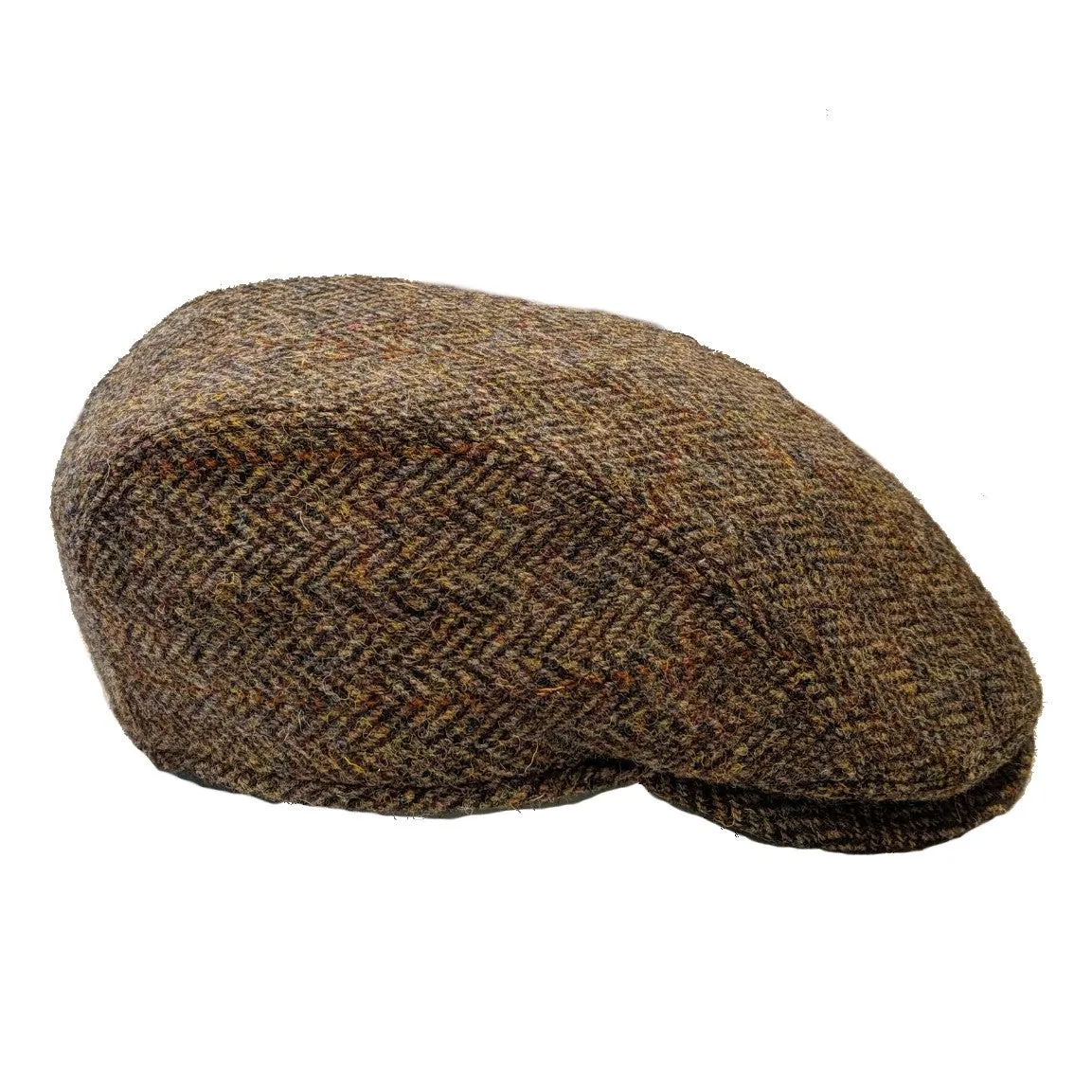 Harris Tweed Herringbone Flat Cap | Tan