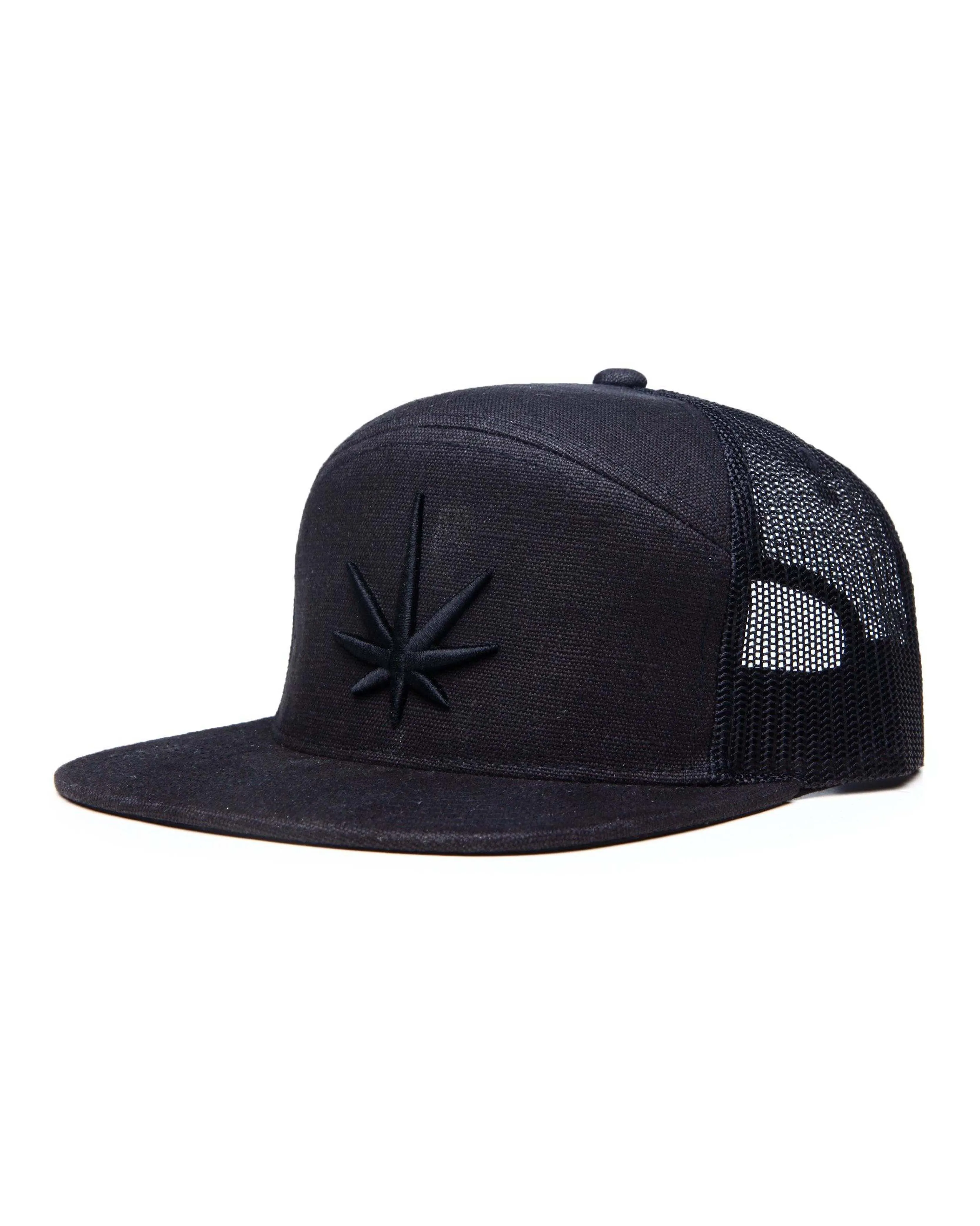 HEMPZOO BLACK LEAF ARCH TRUCKER CAP