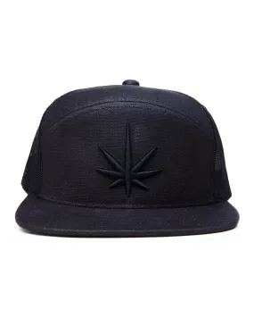 HEMPZOO BLACK LEAF ARCH TRUCKER CAP