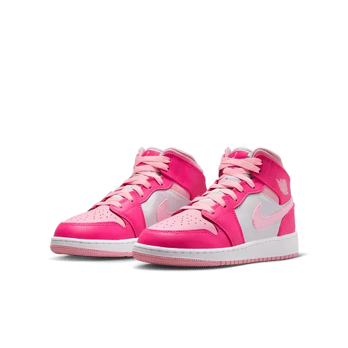 Jordan 1 Mid Women/Youth (Pink/White)