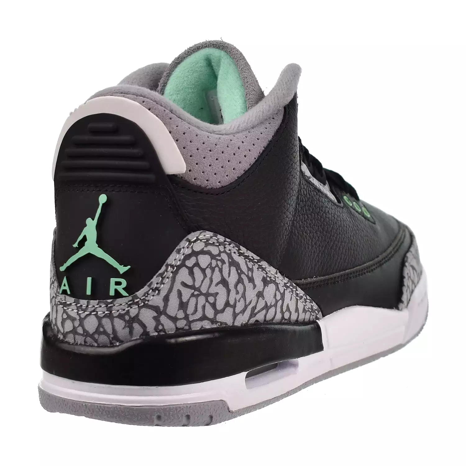 Jordan 3 Retro (GS) Big Kids' Shoes Black-Wolf Grey-White-Green Glow