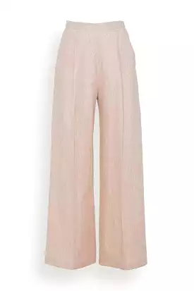 Linen Lurex Micro Herringbone Wide Leg Pants in Petalo