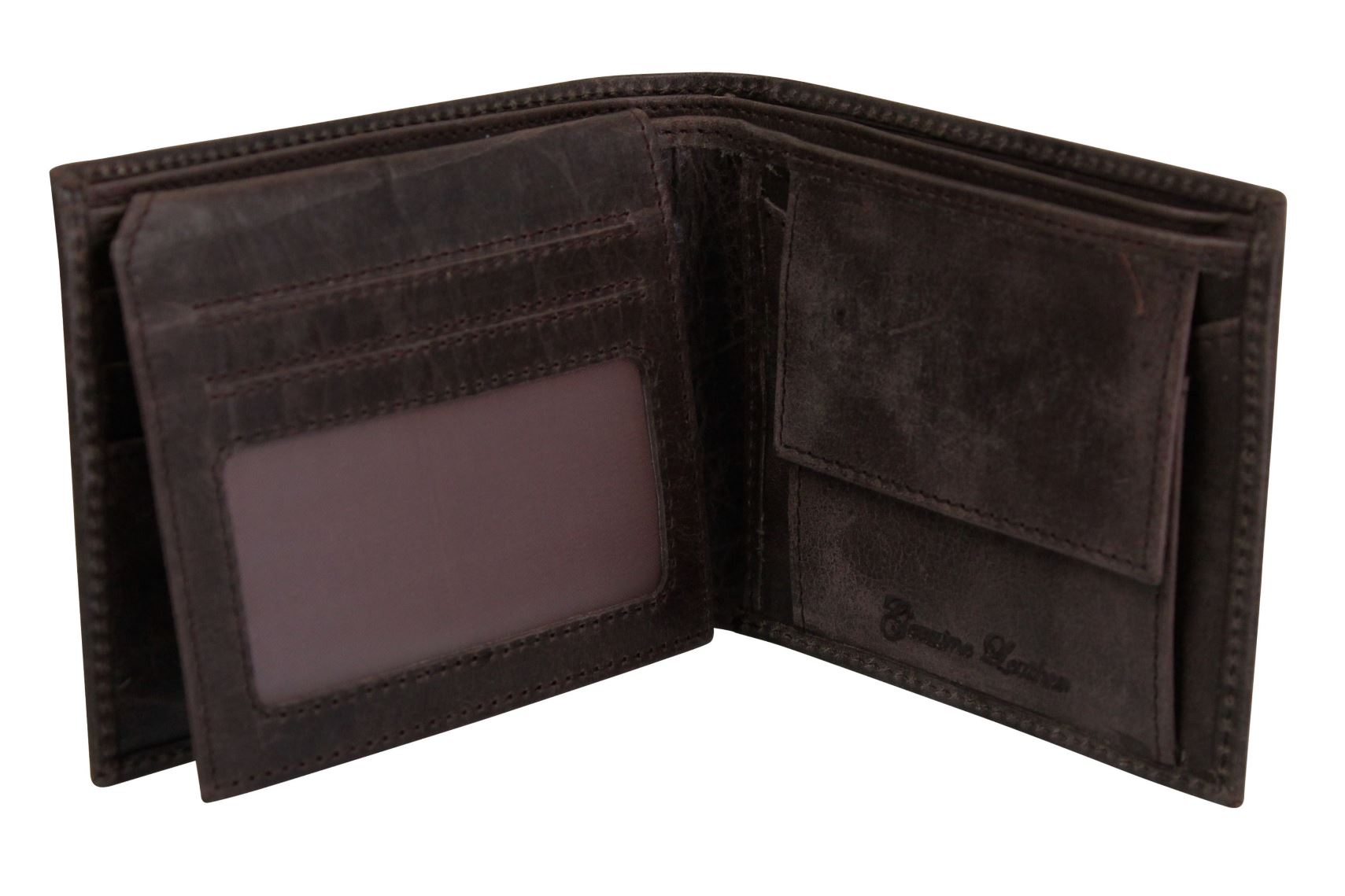 Mens Genuine Leather Wallet by Xact Clothing Embossed Skull & Cross Bones