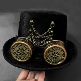 Men's Retro Punk Gothic Steampunk Black Cosplay Costume Top Hats