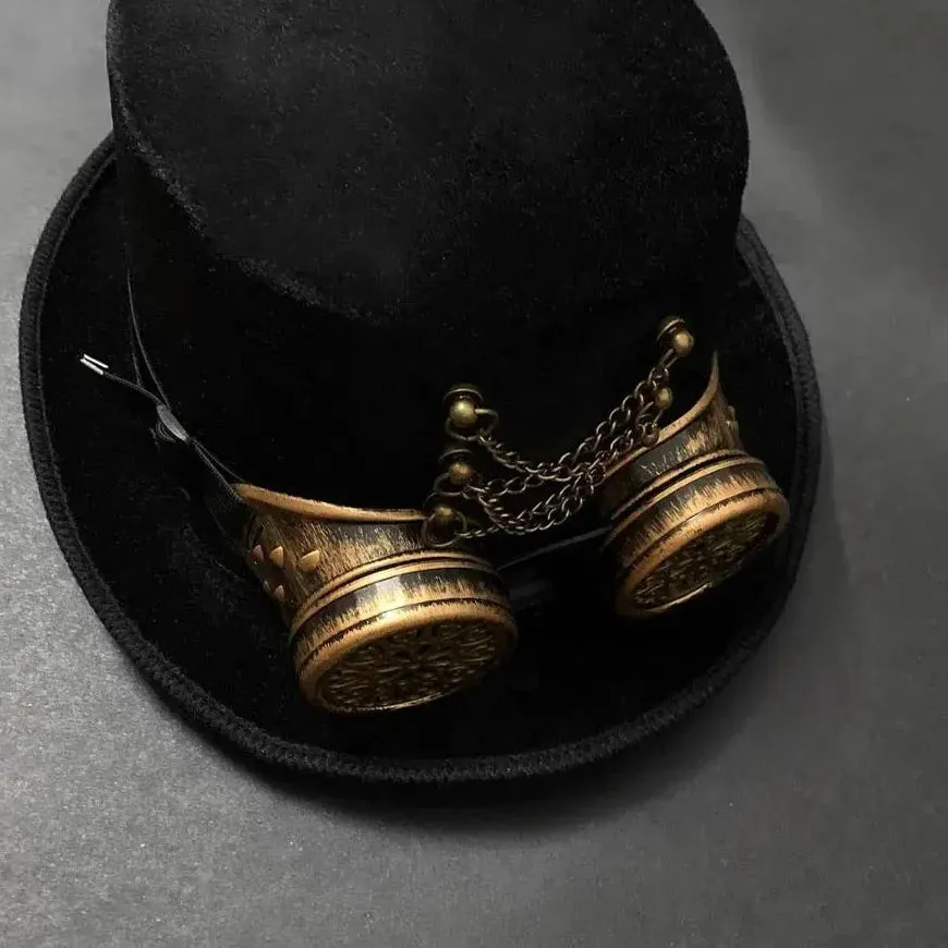 Men's Retro Punk Gothic Steampunk Black Cosplay Costume Top Hats