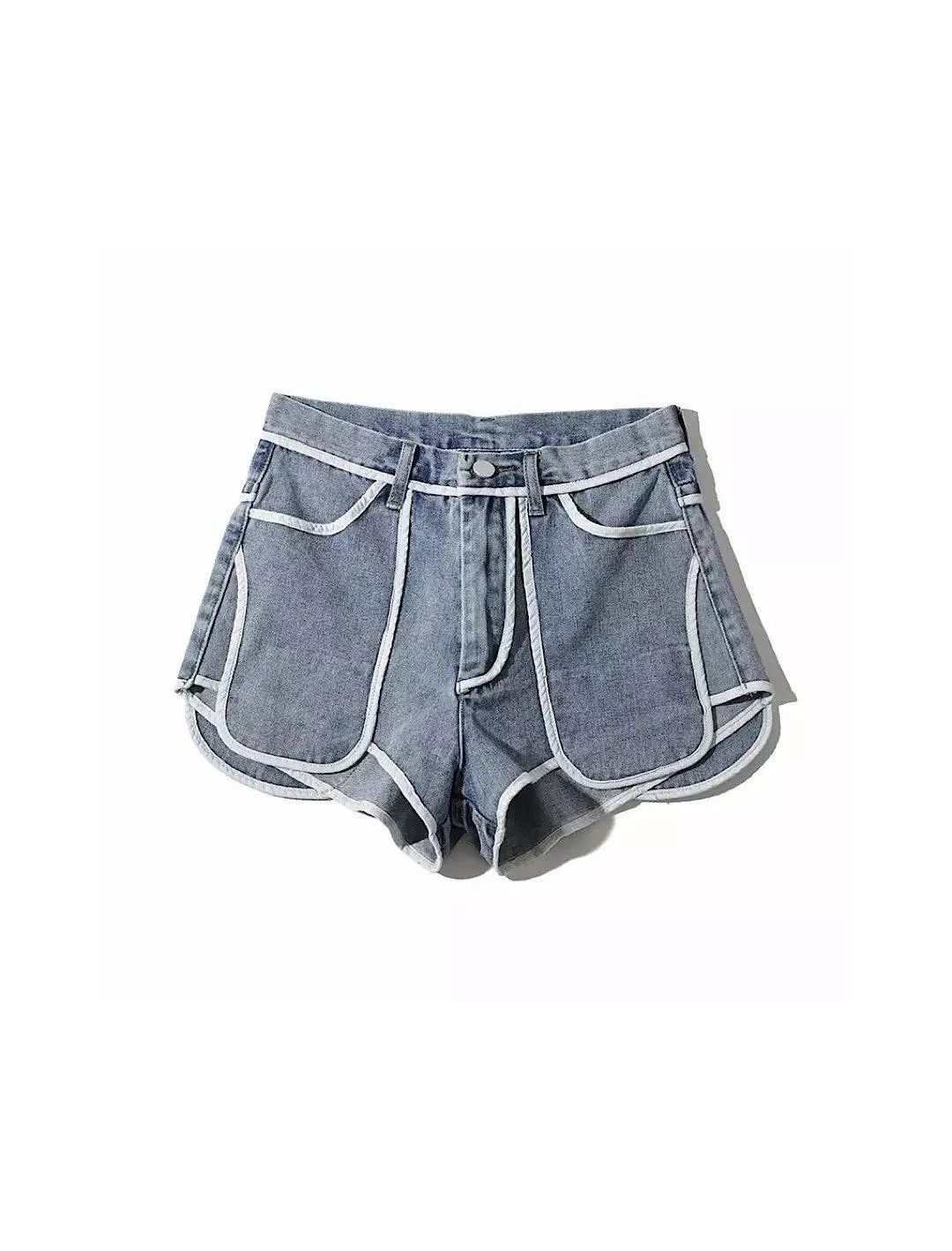 Mini Denim Shorts With White Edges