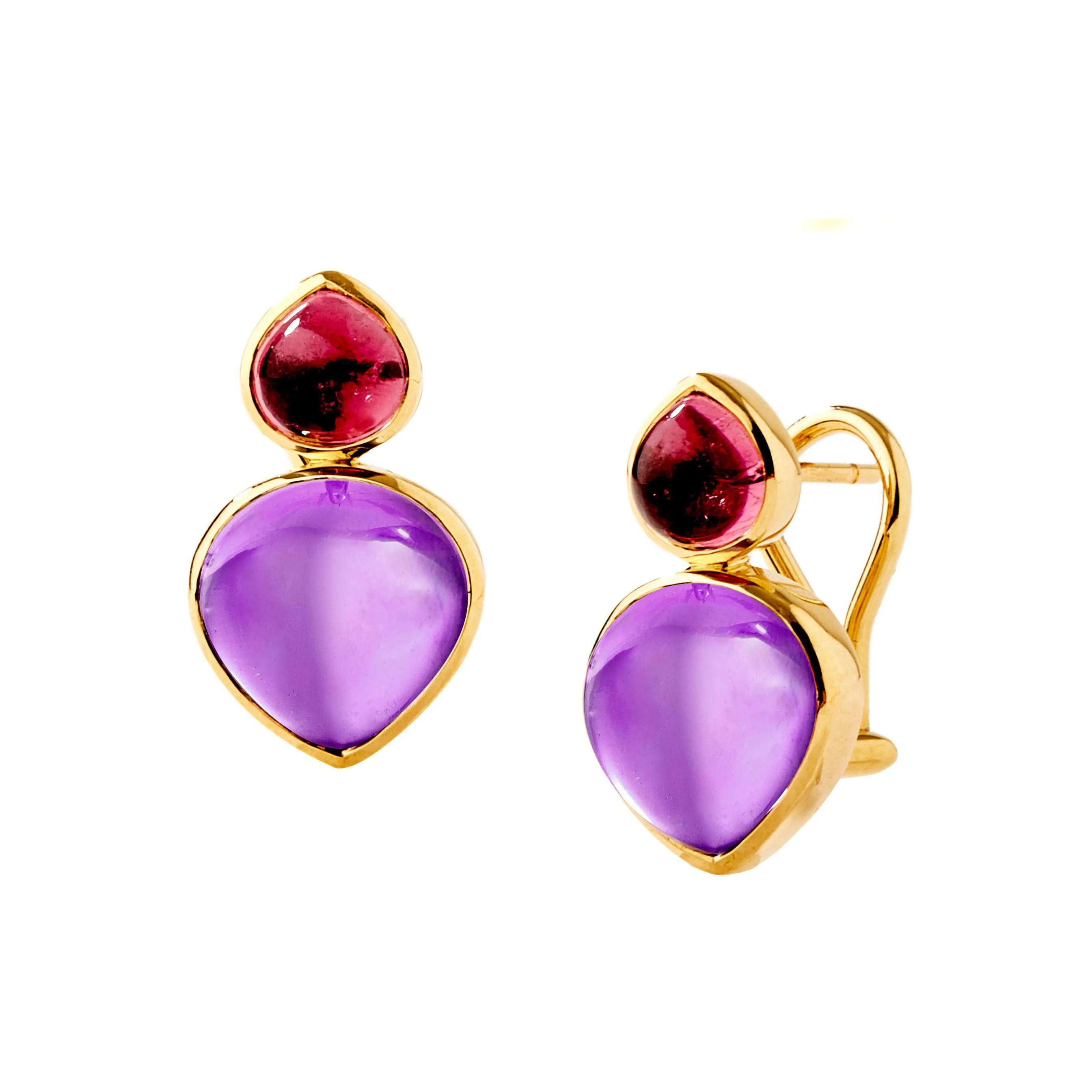 Mogul Gemstone Heart Clip Earrings