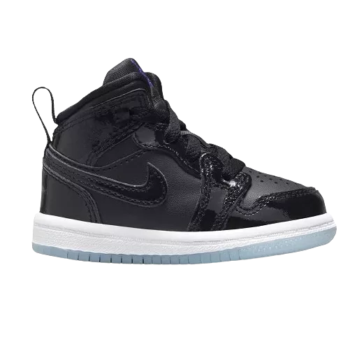 Nike Kid's Air Jordan 1 Mid SE TD Shoes - Black / Concord Blue / White